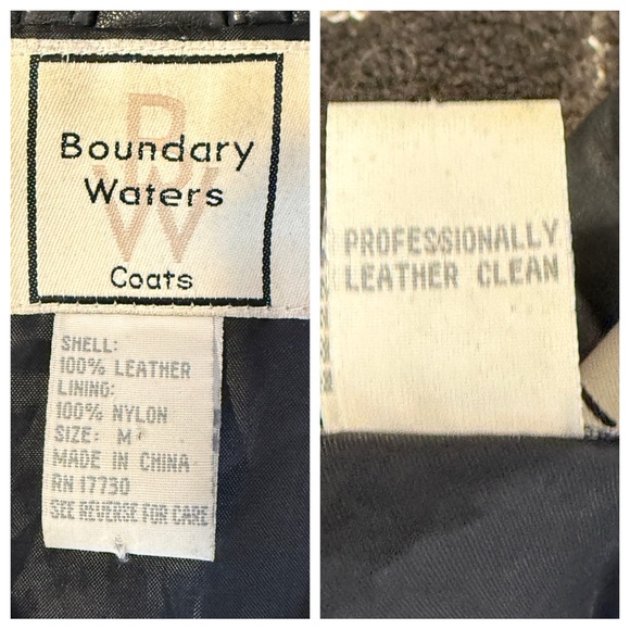Leather! Vintage Boundary Waters Black Leather Jacket with Belt - Picture 8 of 9